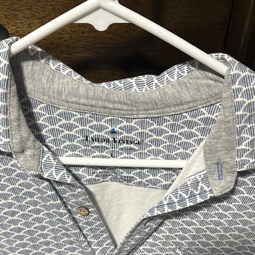 Tailor Vintage Blue and White Patterned Men's Shirt